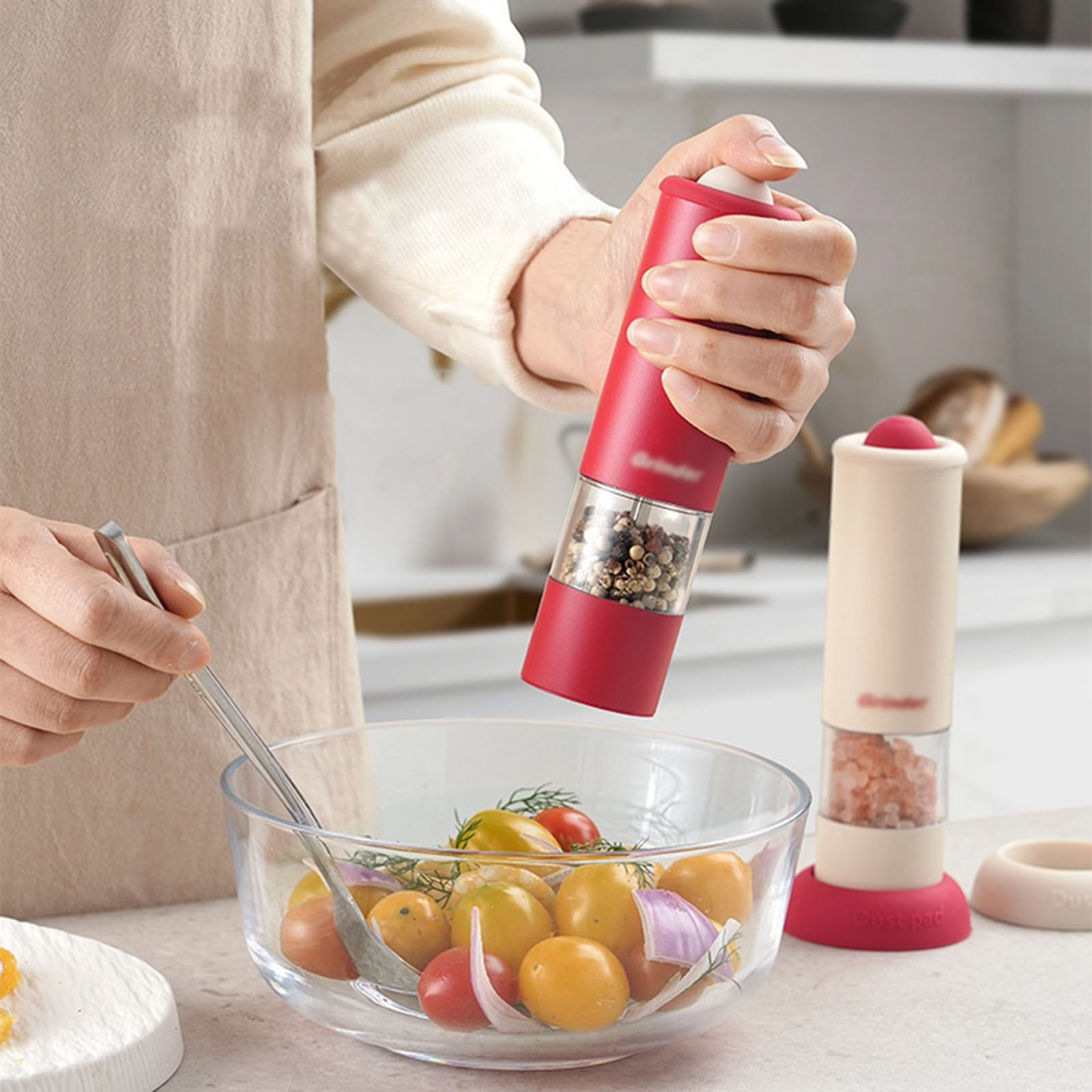 Electric Salt and Pepper Grinder, Pepper Mill Rechargeable & Adjustable Salt Shaker with Storage Base