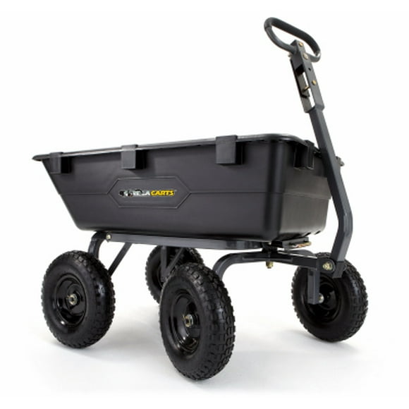 Gorilla Carts 6 Cu Ft Poly Yard Dump Cart with Quick-Release, 1200 lb Capacity, Black