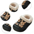 thumbnail image 4 of Kids Winter Slippers Cute Cartoon Furry Lined Clogs Waterproof Nonslip Boys Girls Garden Shoes Lightweight Slip on Slides Shoes Black 12 Little Kid, 4 of 4