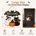 thumbnail image 2 of Halloween Decorations, Wooden Door Sign for Front Door with Black Cat, Ghost, Pumpkin & Bat, 2 of 7