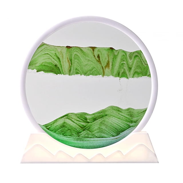 Arena móvil imagen artística luz de noche lámpara de escritorio pintura de arena movediza lámpara de mesa arena que fluye para la decoración del dormi Verde 18cmx19.5cm SM SunniMix Imagen de arena dinámica