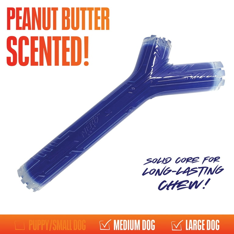 Nerf Dog Super Scent Peanut Butter Scented Stick Solid Core Clear Blue Dog  Toy - 10