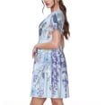thumbnail image 2 of Haiem Bird Butterfly Stripe Pattern Women's Short-Sleeve Scoop Neck Swing Dress, 2 of 6