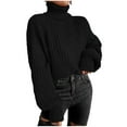 thumbnail image 2 of Miluxas Fashion Women Solid Long Sleeve Pullove Turtleneck-Neck Casual Sweater Tops On Seasonal Clearance Black 10(XL), 2 of 7
