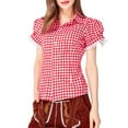thumbnail image 2 of Bavarian Style Women's Oktoberfest Traditional German Checkered Festival Blouse Shirt, 2 of 2