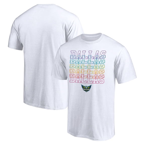 Unisex White Dallas Wings Wordmark Pride T-Shirt