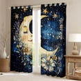 thumbnail image 2 of Manfei Boys Girls Chic Floral Moon Black Out Curtains,Bohemian Theme Curtains Pack of 2 (42x63 Each),Starry Sky Bedroom Curtains,Microfiber Bedroom Decor, 2 of 6