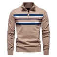 thumbnail image 3 of GigrtiJin Pull à Quart de Zip pour Hommes Manches Longues Col Montant Pull Rayé Mode Décontracté Confortable, 3 of 5