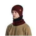 thumbnail image 3 of Men and Women's Winter Knit Hat and Scarf Set, Fleece Lined Windproof Cold Weather Neck Warmer, Warm Two Piece Set for Skiing, Outdoor Activities, Hiking and Snow Sports-Wine, 3 of 9