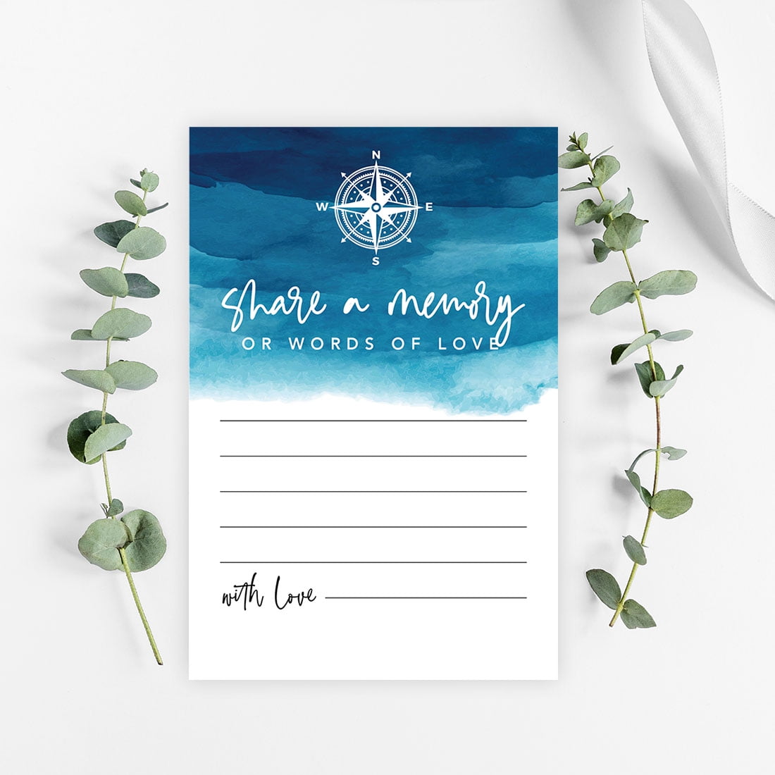 Koyal Wholesale Share a Memory Cards, Watercolor Nautical Cards for Wedding, Life Memories, 4" x 6", 52-Pk