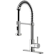 VIGO Edison Single Handle Pull-Down Sprayer Kitchen Faucet Set with Deck Plate in Chrome