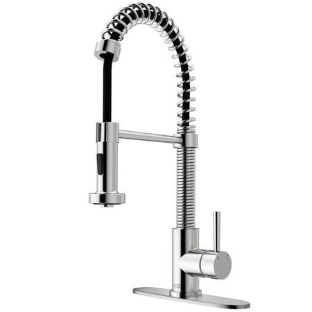 VIGO Edison Single Handle Pull-Down Sprayer Kitchen Faucet Set with Deck Plate in Chrome