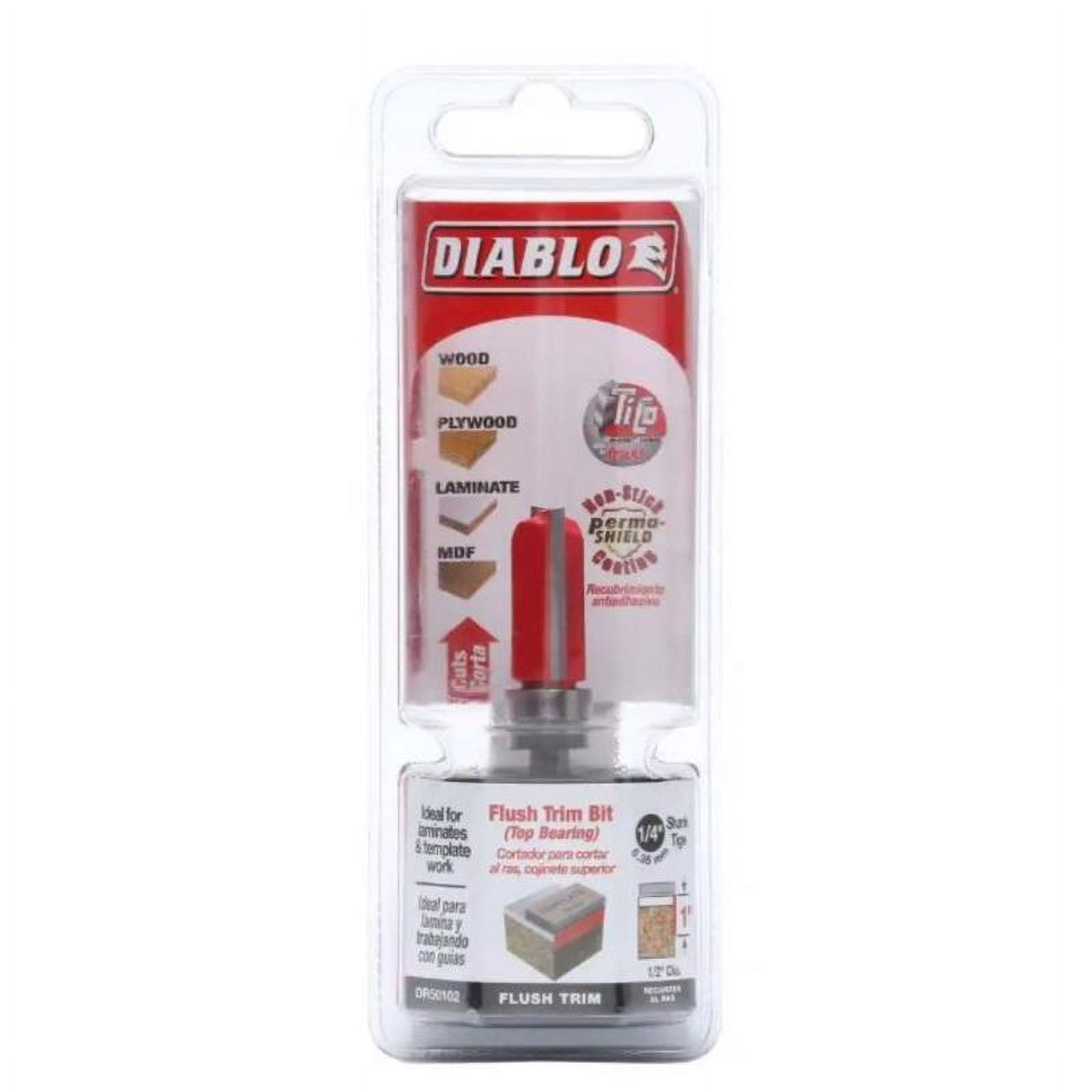 Diablo 1/2 in. Dia. x 2-5/8 in. L Carbide Top Bearing Flush Trim Router Bit