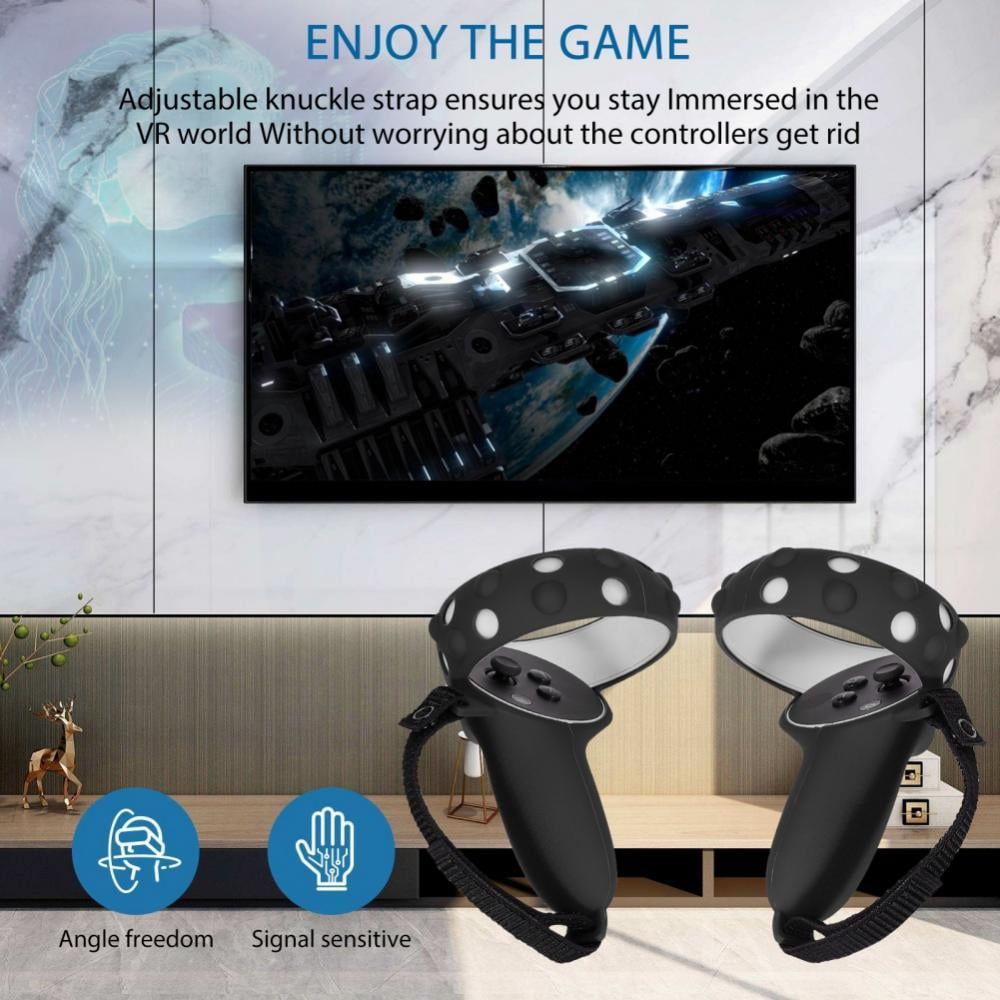 Insten 2 Pack Silicone Grip Covers For Oculus Quest 2 Touch Controllers  With Adjustable Knuckle Straps, Vr Headset Accessories, Gray : Target