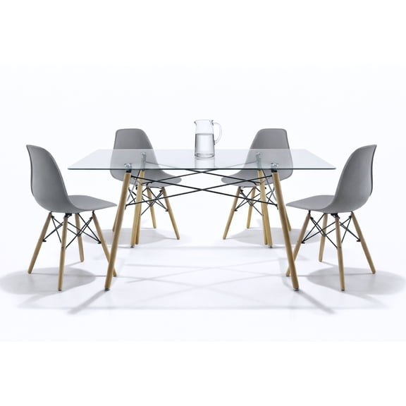 Set de 4 Sillas y Comedor Mundo In  Sillas JM-1618 Oslo Gris y Comedor Rectangular