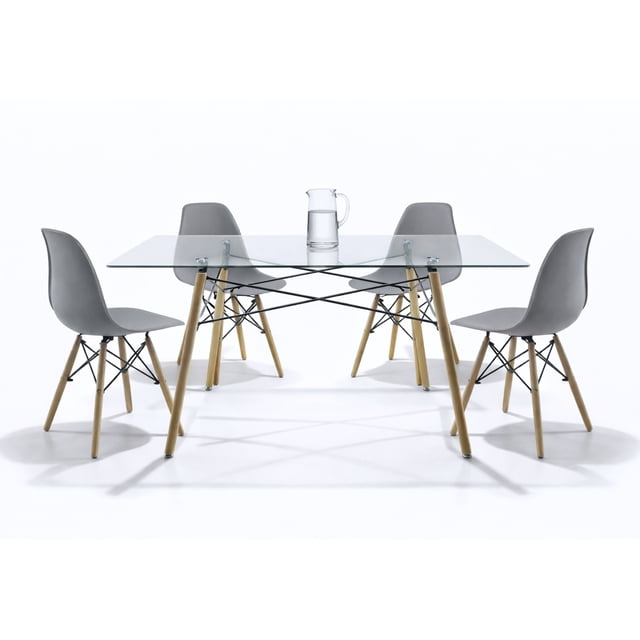 Set de 4 Sillas y Comedor Mundo In Sillas JM-1618 Oslo Gris y Comedor Rectangular