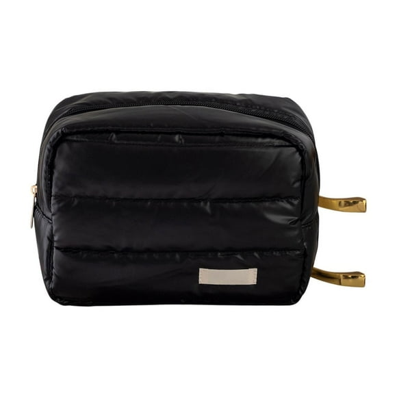 Leodye 1PCS Puff-style Oversized Makeup Bag Waterproof Soft Fabric Design Travel Home Cosmetic Toiletry Storage Beauty Case -8.07x5.70x3.54 inches