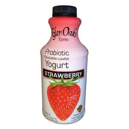 Glen Oaks Farms Strawberry Probiotic Lowfat Drinkable Yogurt, 24