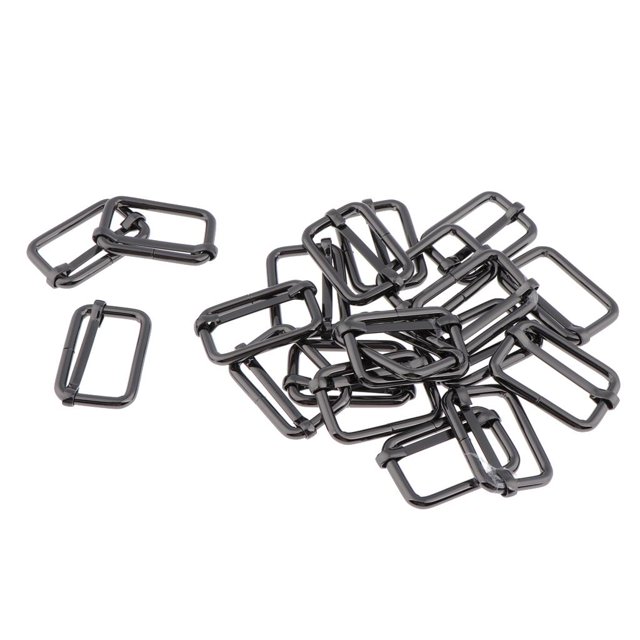 20 Piezas Hebilla de Cinturón Sola Punta Hebillas Correas de Monedero Accesorios de Bricolaje 18x10mm , Negro, Estilo 1- 20pcs Yinane Hebilla deslizante rectangular