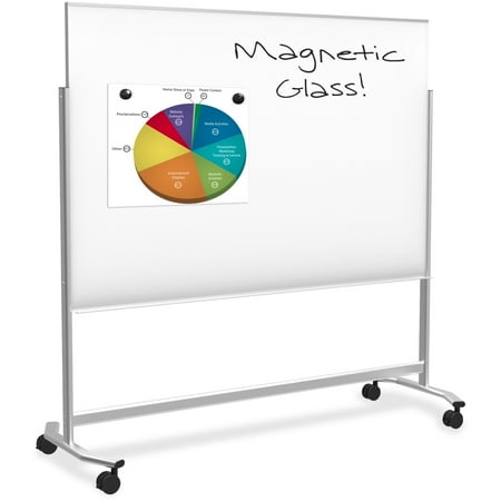 74951 4X6FT VISIONARY MOVE MOBILE MAGNETIC GLASS WHITEBOARD