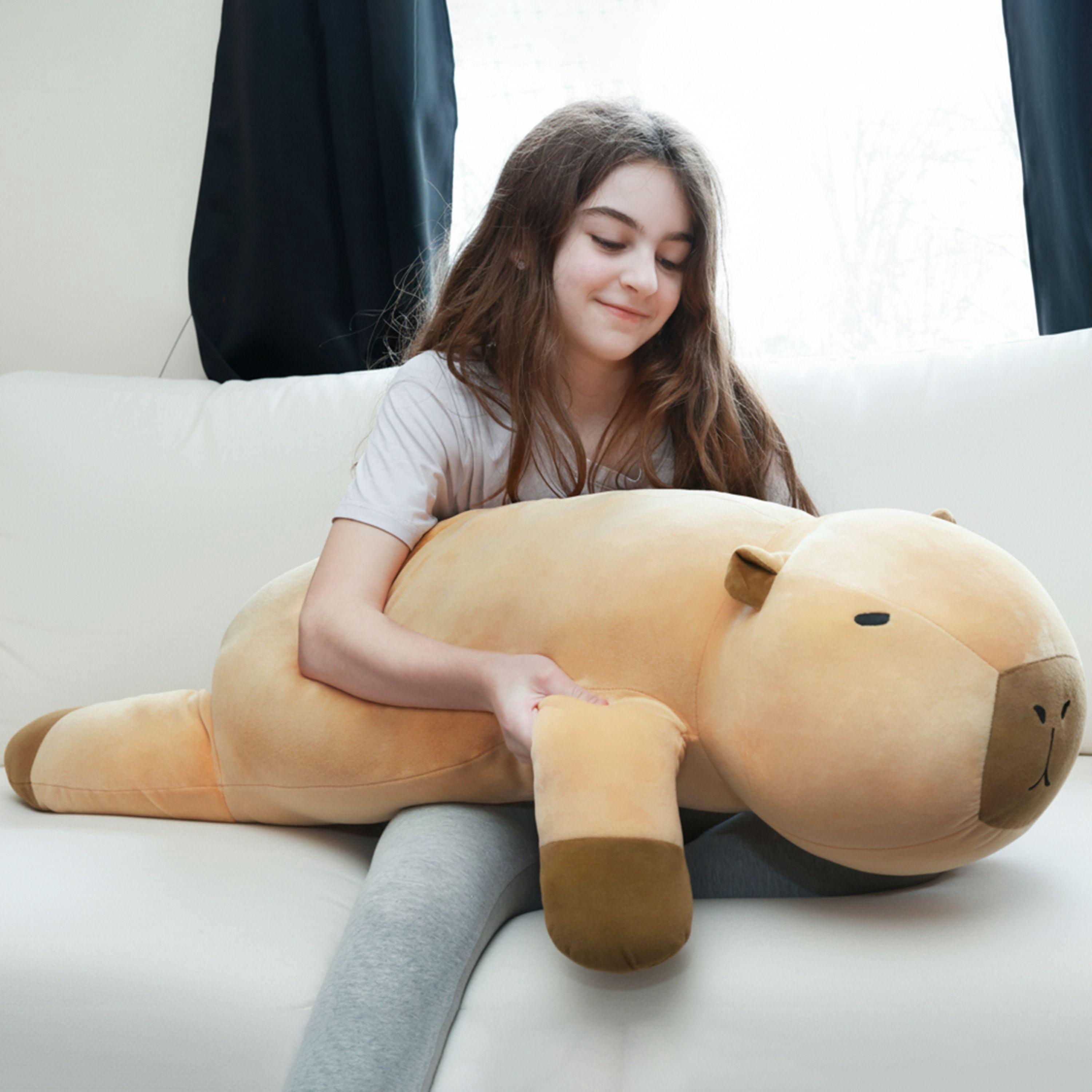 Tezituor 43.3'' Capybara Stuffed Animal Giant Capybara Body Pillow Toy