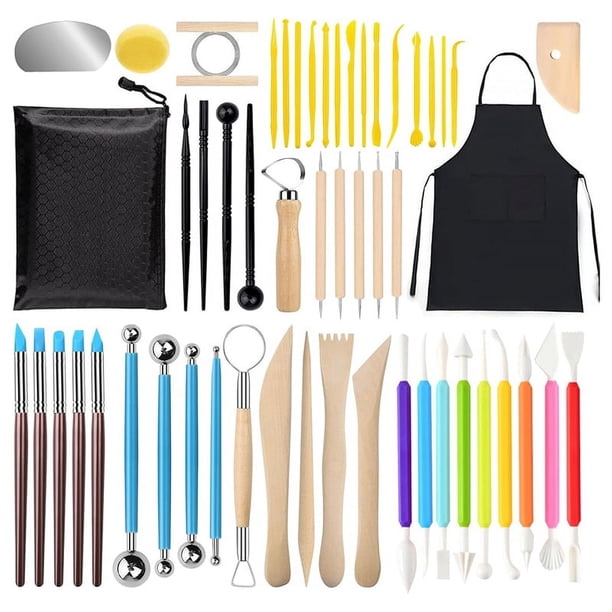 Kit de Herramientas Arcilla 53 Piezas, Kit Herramientas para Esculpir Arcilla, Kit Herramientas Cerámica Polimérica, Juego de Herramientas Arcilla Secado Al Aire, Pintura, Adorno
