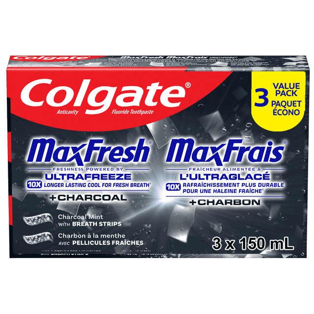 Colgate MaxFresh Mint Toothpaste with Charcoal Value pack 3x150ml