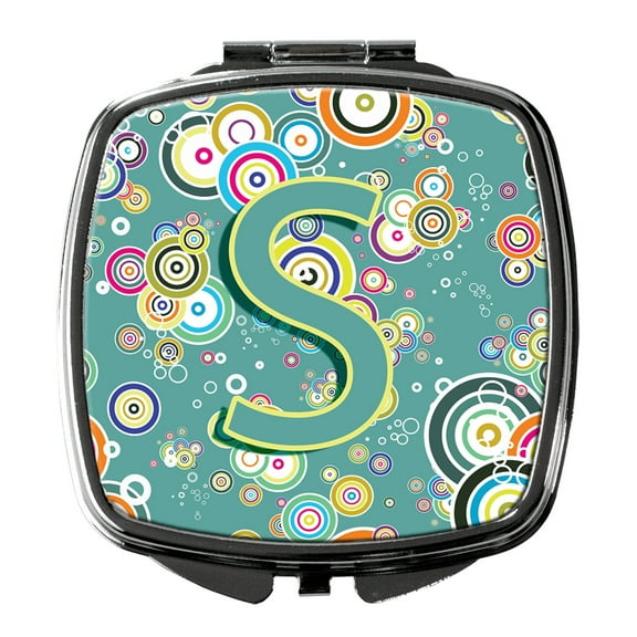 Letter S Circle Circle Teal Initial Alphabet Compact Mirror CJ2015-SSCM