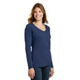 thumbnail image 4 of Port & Company Ladies Long Sleeve Fan Favorite V Neck Tee-XL (Team Navy), 4 of 6