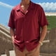 thumbnail image 1 of Blusa y camisa de manga corta con cuello vuelto para hombre, cárdigan informal de botones a la moda de color liso, blusa de manga corta con cuello vuelto, blusas de poliéster para hombre, 1 of 6
