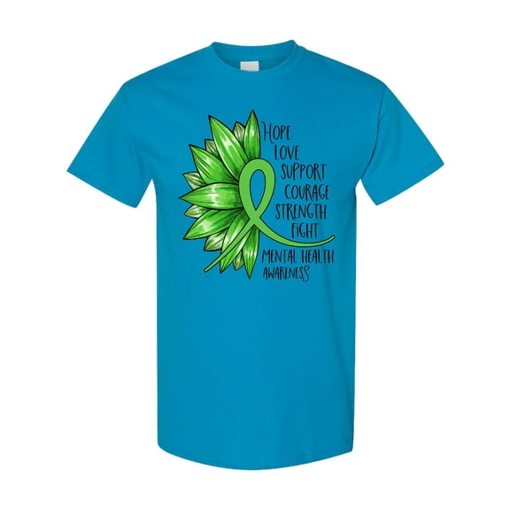 Inktastic Mental Health Awareness Green Sunflower Ribbon T-Shirt