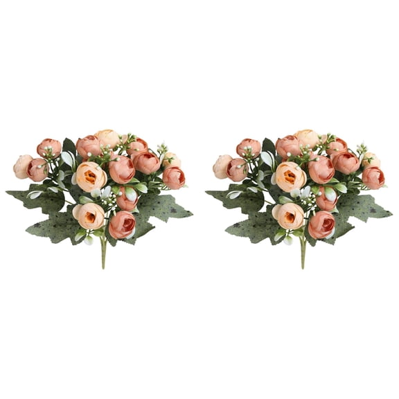 2 Pcs Rose Artificial Flowers Fake Flowers Bouquet 15 Heads Silk Faux Floral Bundles with Stem for Home Bridal Wedding Arrangements Table Centerpieces Party Decor (Champagne)