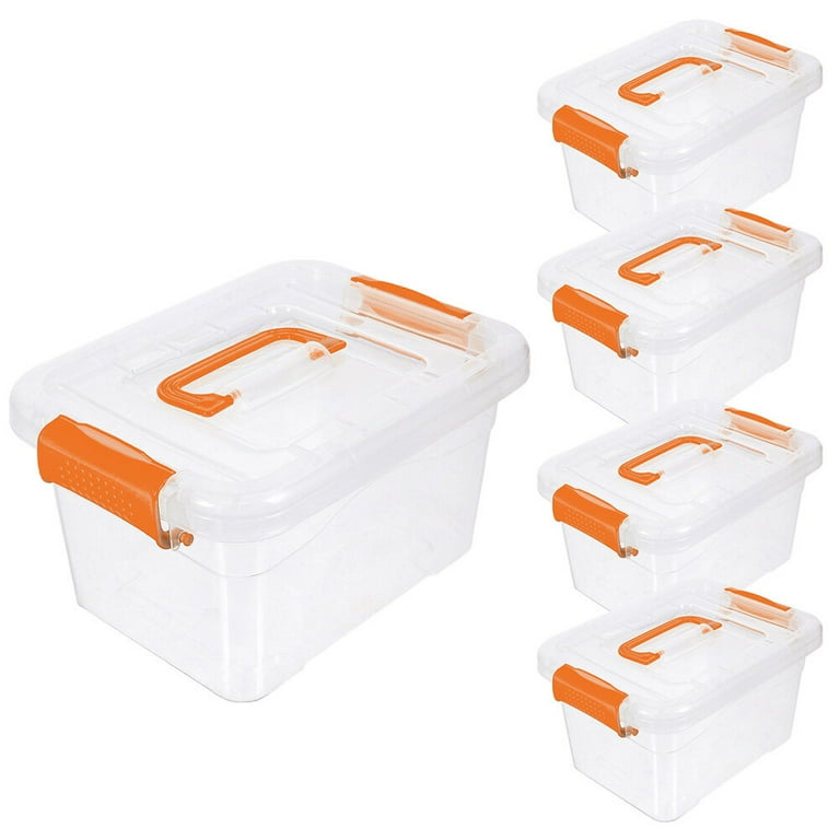 NUOLUX 5pcs Transparent Desktop Storage Box Toy Packing Box Plastic  Carrying Case with Handle