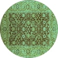 thumbnail image 1 of Ahgly Company Machine Washable Indoor Round Oriental Turquoise Blue Industrial Area Rugs, 3' Round, 1 of 4