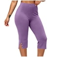 thumbnail image 5 of BUIGTTKLOP Plus Size Capri Leggings for Women High Waisted Yoga Capris Side Split Stretchy Pull on Cropped Workout Pants, 5 of 5