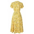 thumbnail image 3 of UKAP Boho Women Summer V-Neck Sun Beach Dress Holiday Party Ruffle Sleeve Flowy Dresses Empire Waist Swing Dresses Yellow M(US 8-10), 3 of 3