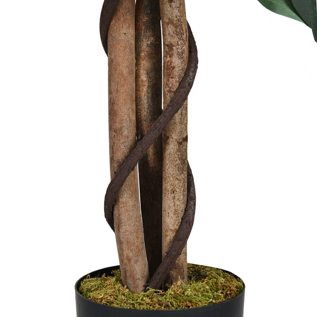 4 ft Artificial Ficus Artificial Tree in Green Polyester Pot, by Gymax
