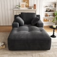 thumbnail image 2 of 67'' Oversized Chaise Lounge Chair, Cloud Plush Corduroy Sofa Bed for Living Room, Modern Deep Seat Sleeper Couch with Back Cushion, No Assembly Required, (Deep Black), 2 of 12