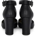 thumbnail image 6 of Chariot & Co: Posh- Women's Round Toe Ankle Strap Buckle High Heel Dress Pumps - Comfort Foam Sandals (Black Pu, 6), 6 of 6