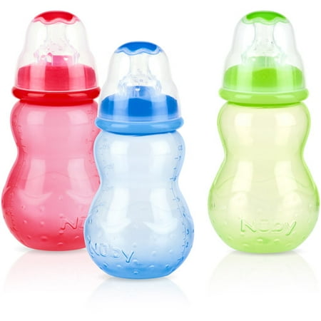Nuby 3-Pack 7-oz Tinted Non-Drip Bottle, Boy, BPA-Free