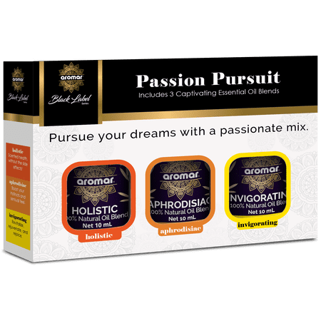 Aromar Black Label Series Essential Oil 3-Pack Aromatherapy Kit, 10 mL or 0.34 oz. Each (Passion Pursuit)