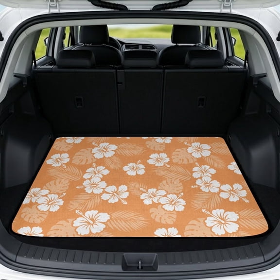 KUIFORTI Tropical Floral SUV Trunk Mat 29" x 39" Polyester Easy to Clean Stylish Automotive Trunk Protection Mat Cargo Liner Scratch-Proof Daily Driving