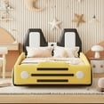 thumbnail image 2 of Twin Size Race Car-Shaped Platform Bed with Wheels,Yellow, 2 of 10