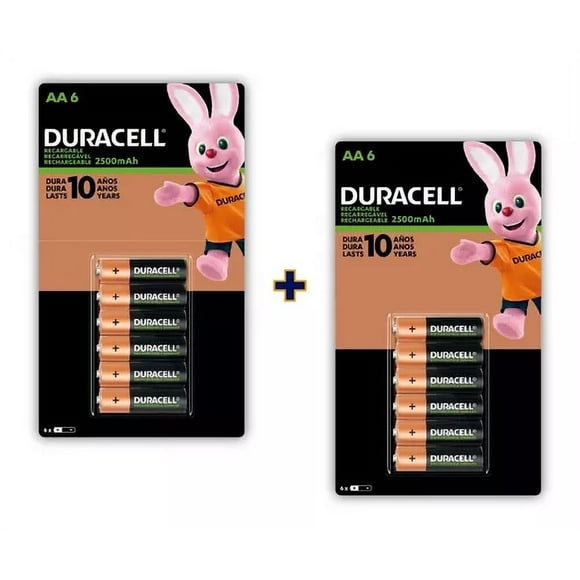 pila aa recargable duracell pack 12 baterías 2500 mah 12v duracell pila recargable aa