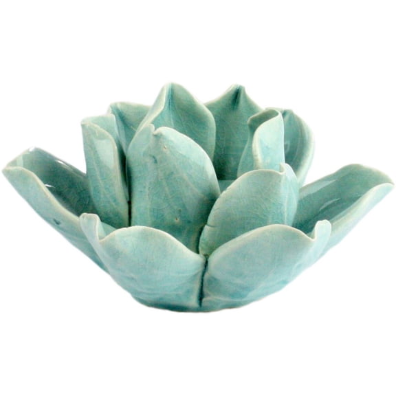 HomArt 7637-14 Lotus Tea Light Holder, Teal