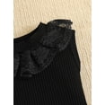 thumbnail image 5 of Wassery 2Pcs Toddler Girls Summer Outfits, Solid Fly Sleeve Ribbed Knit Lace Patchwork Tank Tops + Belted Corduroy Skirt Set Kids Fashion Clothes 6M-4T, 5 of 9