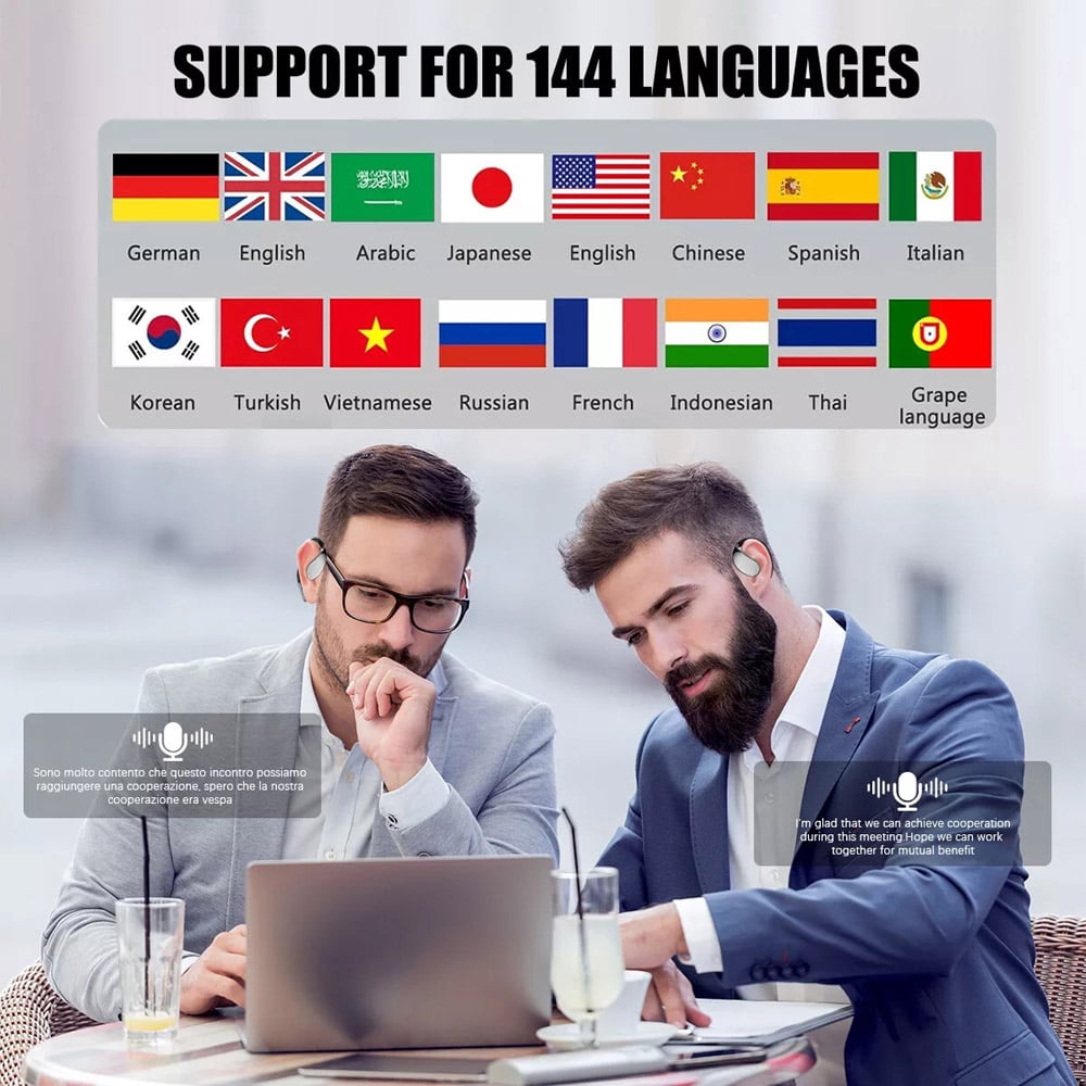 3-in-1 Smart Voice Translation Earbuds, Real-Time Translator Headset, 150+ Languages , Bluetooth, AI Translator Headset, Built In Microphone Waterproof On Off Switch Rechargeable Battery Call
