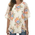 thumbnail image 2 of Fantaslook Womens Blouses Floral Ruffle 3/4 Sleeve Flowy Tops Mesh Dressy Blouses Tunic Shirts, 2 of 7