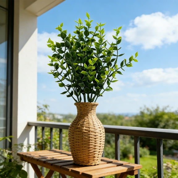 5-Pack Artificial Eucalyptus Stems, 13.7 Inch Fake Greenery Bunches, Plastic Faux Plants for Indoor Outdoor Home Decor Green