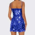 thumbnail image 4 of qolati Sparkly Sequin Lace Homecoming Dresses for Teens Spaghetti Strap Sleeveless Corset Tight Short Formal Cocktail Party Gown Blue S, 4 of 7